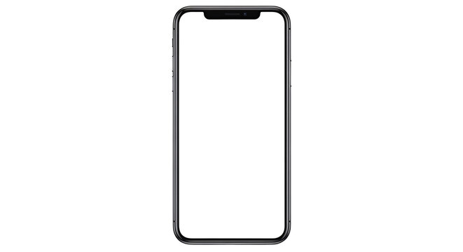 Modern Smartphone Blank Screen Mockup Black Background Isolated