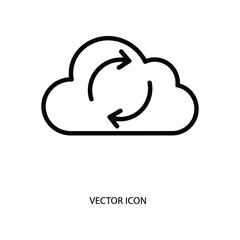 Cloud Synchronization Icon: Clean and modern vector graphic depicting the concept of cloud synchronization, data transfer, and seamless digital connectivity.