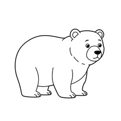 A cute polar bear outline on a white background for coloring book
