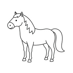 A black and white horse outline on a white background for coloring