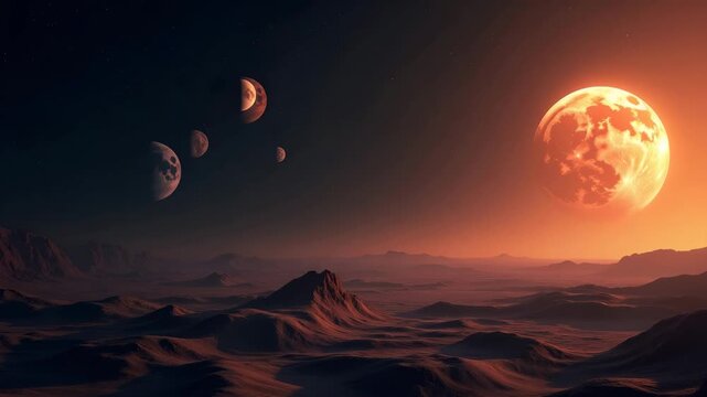 Dynamic Wallpaper Design: Moon to Mars Missions - Expansive Space, Interplanetary Travel, Digital Renderings, Lunar Exploration, Martian Colonization, Professional Photo Stock