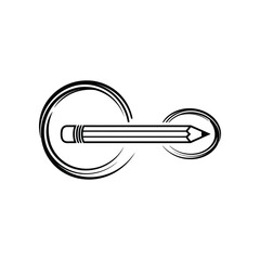 Pencil Graphic Illustration: A minimalist and elegant black-and-white illustration showcasing a pencil, symbolizing creativity, writing, and design