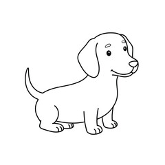 A cute little dog outline on a white background for coloring
