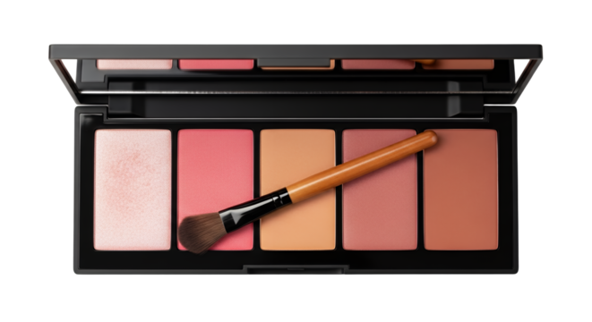 Face makeup palette with brush for beauty and cosmetics