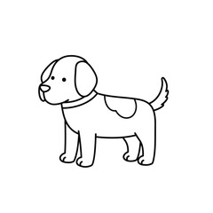 A simple line drawing of a dog on a white background