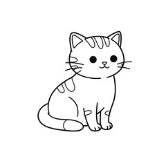 A cute cat outline for coloring book on a white background