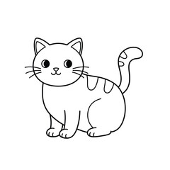 A cute cartoon cat outline for coloring book on white background