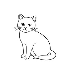 A simple line drawing of a cat on a white background