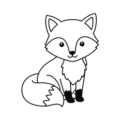 A cute cartoon fox outline for coloring on a white background