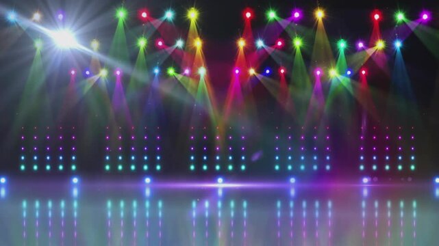 Animation of scenic lights and light moving in black space