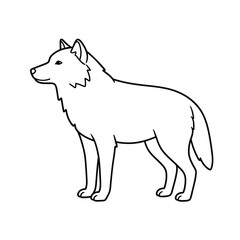 a black and white drawing of a dog on a white background