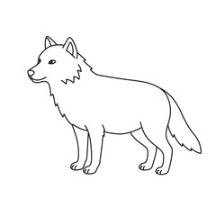 a black and white drawing of a dog on a white background
