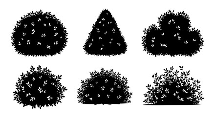 Vector art of set of different bush shapes for garden decoration for POD