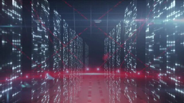 Animation of lights, lasers and data processing in navy space