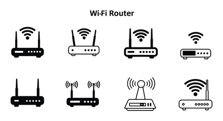 Wi Fi router icons in various styles and designs