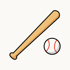 Illustration Vector Graphic Cartoon of a Baseball Bat and Ball – Sport Gear for Game and Training