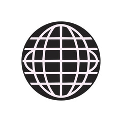 Black globe with white grid lines world earth