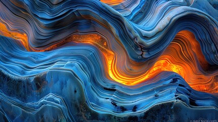Fototapeta premium Glowing sedimentary rock layers pulsing with ancient energy, revealing Earth's geological history. 