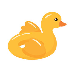 Rubber duck inflatable tube for summer swimming pool float vector illustration