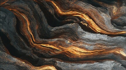 Glowing sedimentary rock layers pulsing with ancient energy, revealing Earth's geological history.
