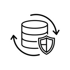 Data Protection: Illustrative digital imagery showcases data security and cyber-protection through the lens of a database encompassed by a security shield and data arrows, symbolizing secure storage.