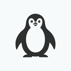 Black and white penguin illustration with simple design animal bird