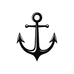 Black anchor with curved flukes and ring nautical maritime