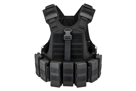 Tactical vest with multiple magazine pouches for tactical gear and professional security applications