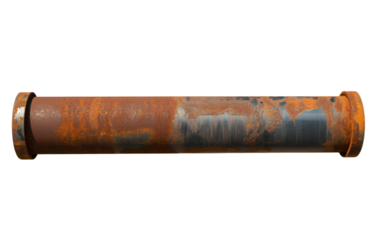 Weathered industrial pipe showcasing textured rust and corrosion, perfect for grunge design elements.