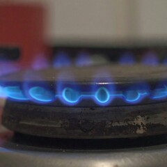 Burning gas stove burner