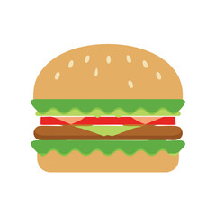 Brown burger with lettuce tomato and cheese hamburger food