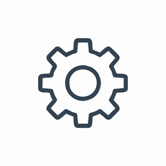 Dark blue gear icon on white background cogwheel mechanical