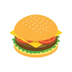 Delicious burger with cheese lettuce tomato and sesame seed bun hamburger cheeseburger