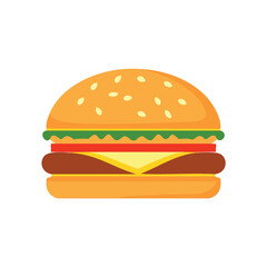 Delicious burger with sesame seeds and fresh ingredients hamburger food