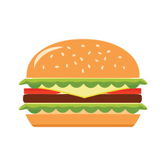 Delicious Burger With Sesame Seeds And Fresh Ingredients hamburger food