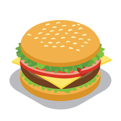 Delicious hamburger with cheese lettuce and tomato cheeseburger fast food
