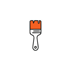 Orange paint brush with black outline painting tool