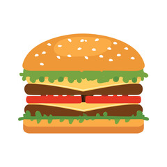 Double cheeseburger with lettuce and tomato hamburger fast food