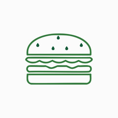 Green outline hamburger with sesame seeds food fast food