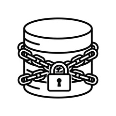 Secure Data: The image is a visual metaphor for security featuring a cylindrical object bound tightly with chains and a prominent padlock, symbolizing protection and control of sensitive data.