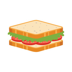 Layered sandwich with bread lettuce and tomato slices food