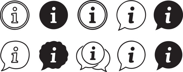 Collection of information icons and symbols in various styles