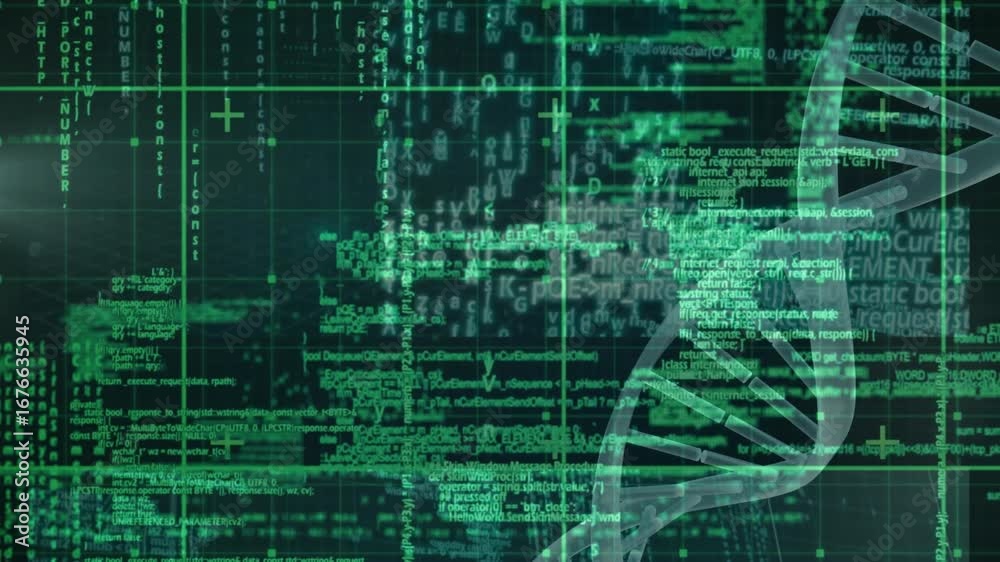 Sticker animation of data processing in green space