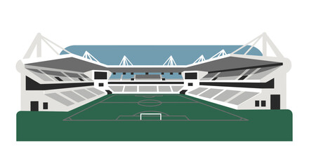 Fototapeta premium Stylized football stadium illustration with green field and geometric design