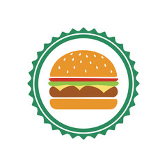 Stylized hamburger icon with green border food illustration