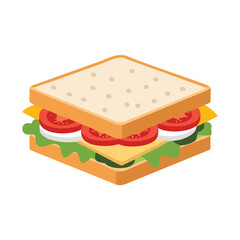 Toasted bread sandwich with cheese lettuce and tomato slices vector