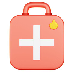 First Aid Kit with Flame Icon for Burn Safety and Medical Emergencies