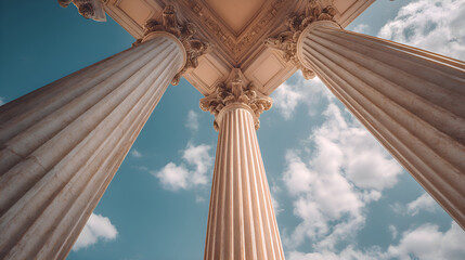 Majestic columns reaching for the sky on a cloudy day