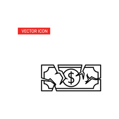 Economic Downfall: A symbolic representation of economic hardship is portrayed through a broken banknote, its cracks and tears reflecting financial instability.