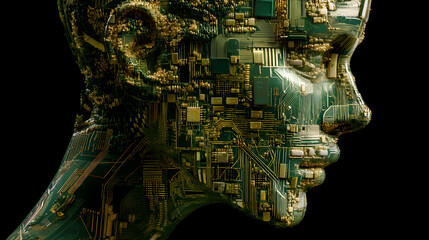 Electronic head showing artificial intelligence and machine learning